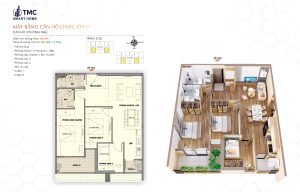 Mặt bằng 23 Layout chi tiết căn hộ CH-02 và CH-11 3 phòng ngủ tại TMC Smart Home.