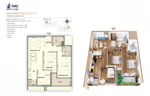 Mặt bằng 26 Layout chi tiết căn hộ CH-05 3 phòng ngủ tại TMC Smart Home.