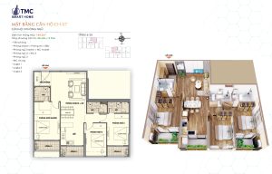 Mặt bằng 27 Layout chi tiết căn hộ CH-07 tầng 6-25 3 phòng ngủ tại TMC Smart Home.
