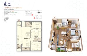 Mặt bằng 30 Layout chi tiết căn hộ CH-10 tầng 6-25 3 phòng ngủ tại TMC Smart Home.